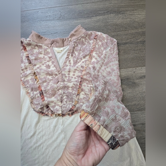 Tiny By Anthropolgie Victorian Ruffles Sheer Sleeves Top Medium Girly Cottage - Picture 7 of 12